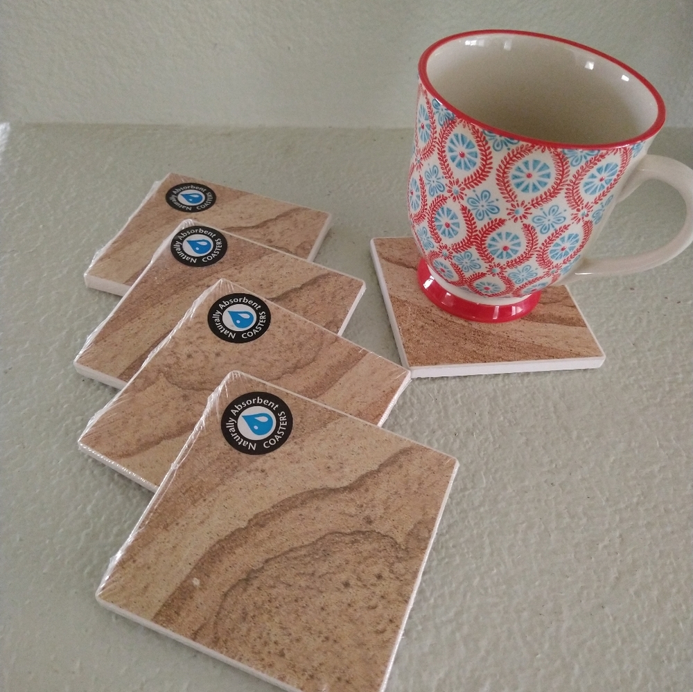 NEW Set of 5 Natural Stone Coasters